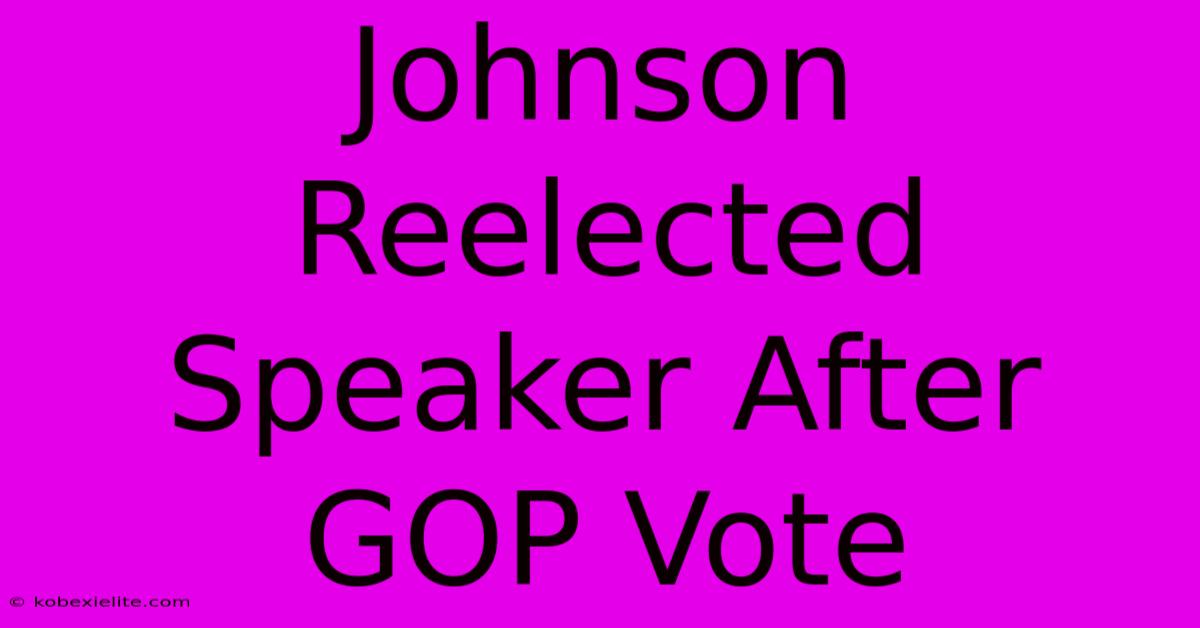 Johnson Reelected Speaker After GOP Vote