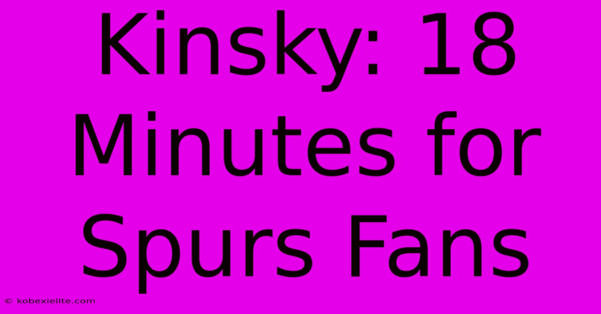 Kinsky: 18 Minutes For Spurs Fans