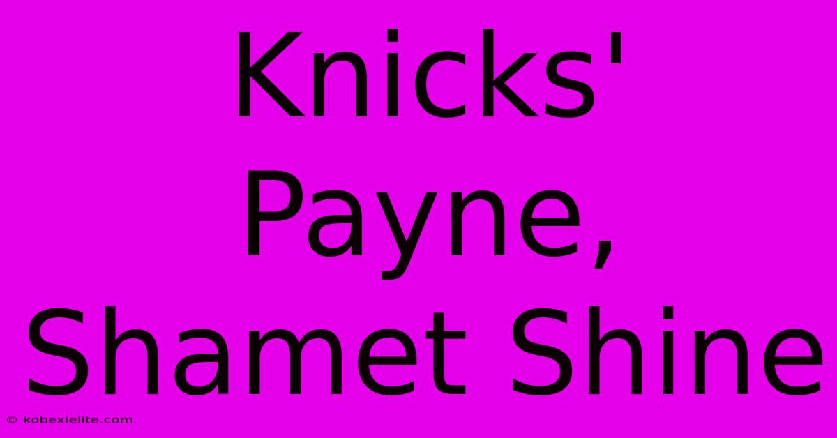 Knicks' Payne, Shamet Shine