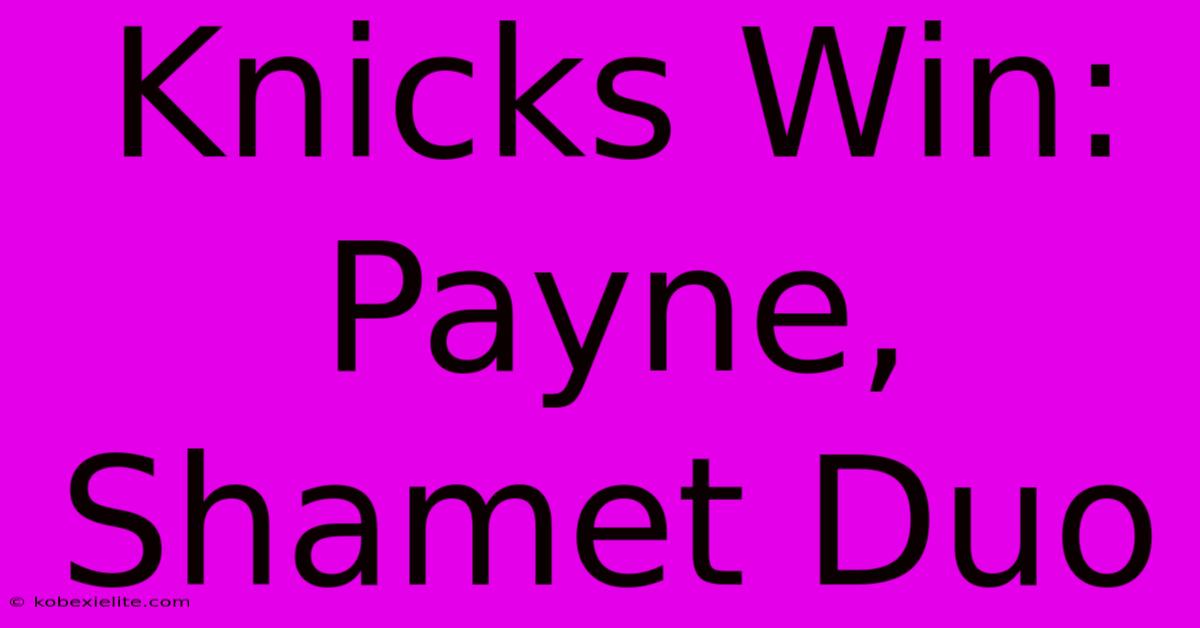 Knicks Win: Payne, Shamet Duo