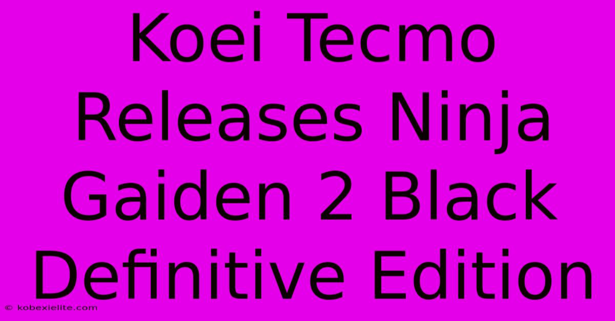 Koei Tecmo Releases Ninja Gaiden 2 Black Definitive Edition