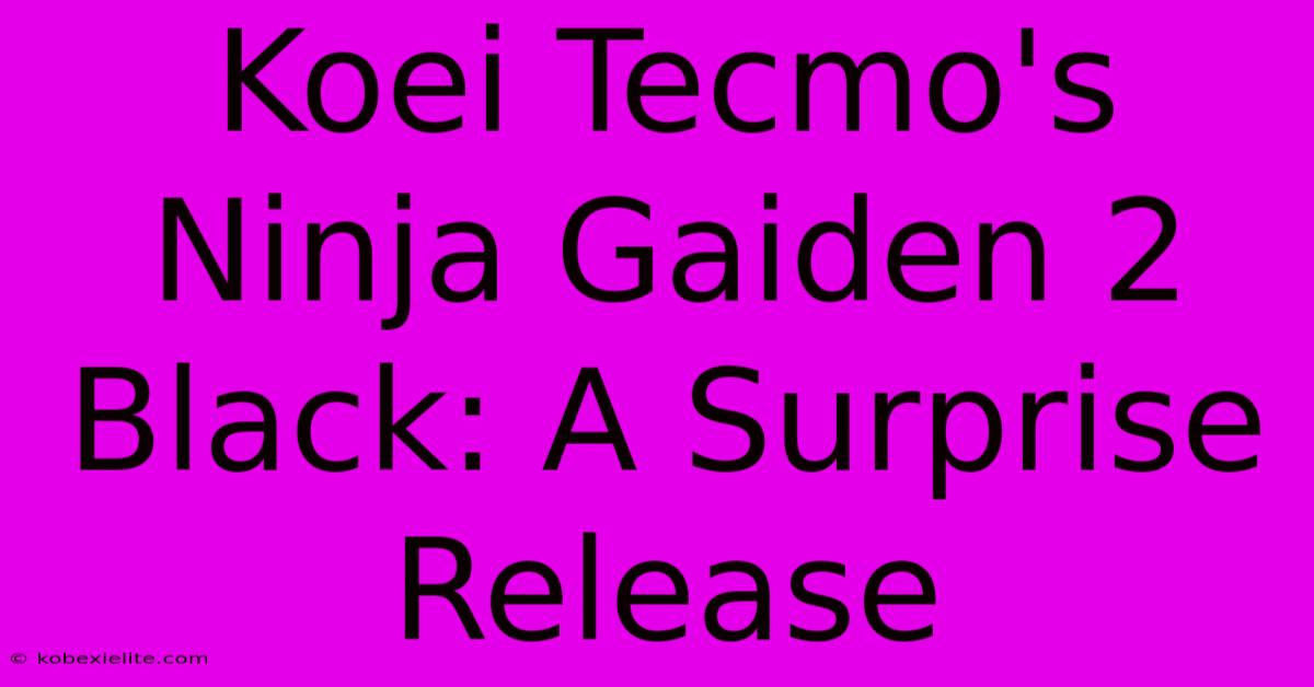 Koei Tecmo's Ninja Gaiden 2 Black: A Surprise Release