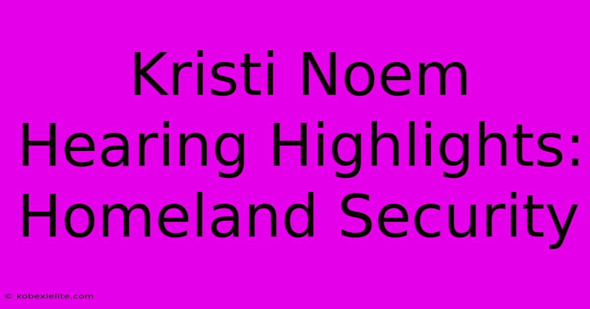 Kristi Noem Hearing Highlights: Homeland Security