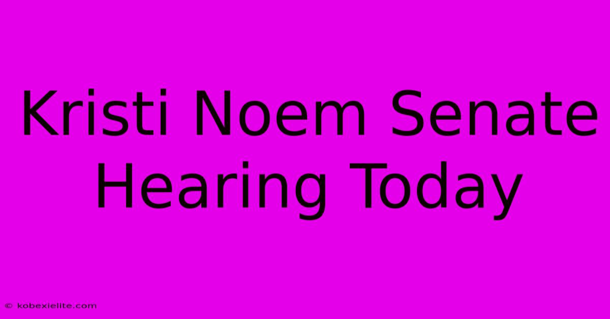 Kristi Noem Senate Hearing Today