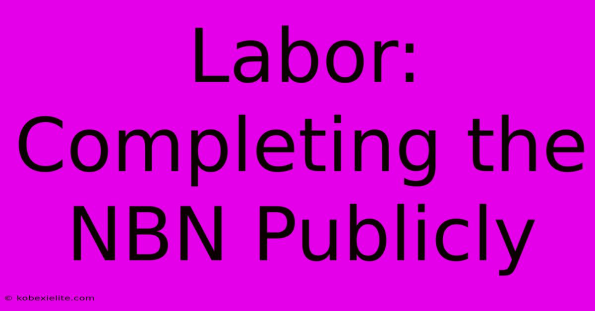 Labor: Completing The NBN Publicly