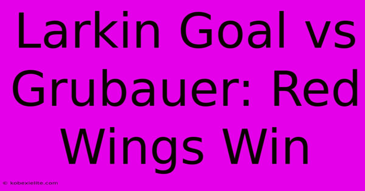 Larkin Goal Vs Grubauer: Red Wings Win