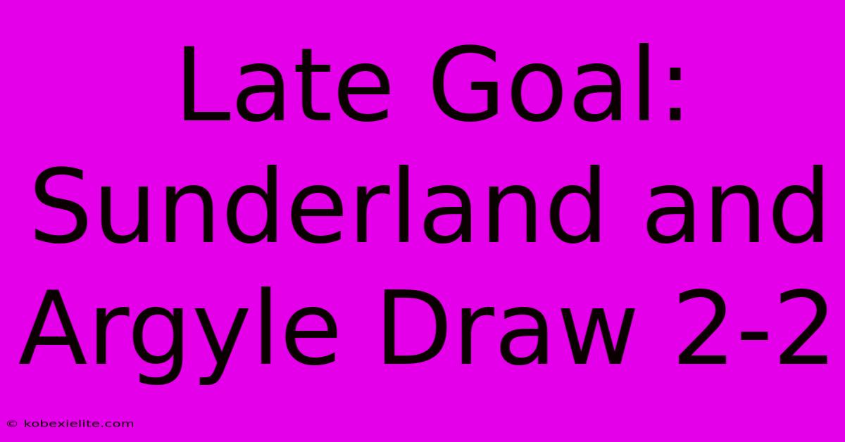 Late Goal: Sunderland And Argyle Draw 2-2