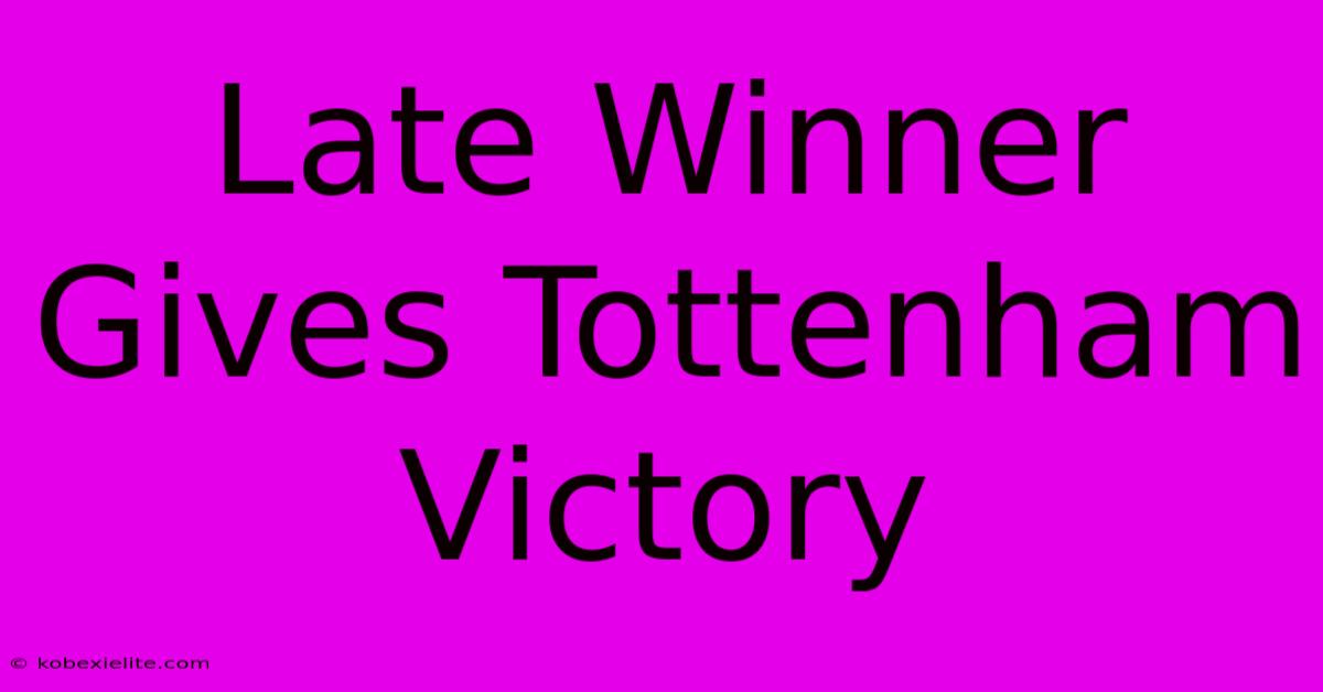 Late Winner Gives Tottenham Victory