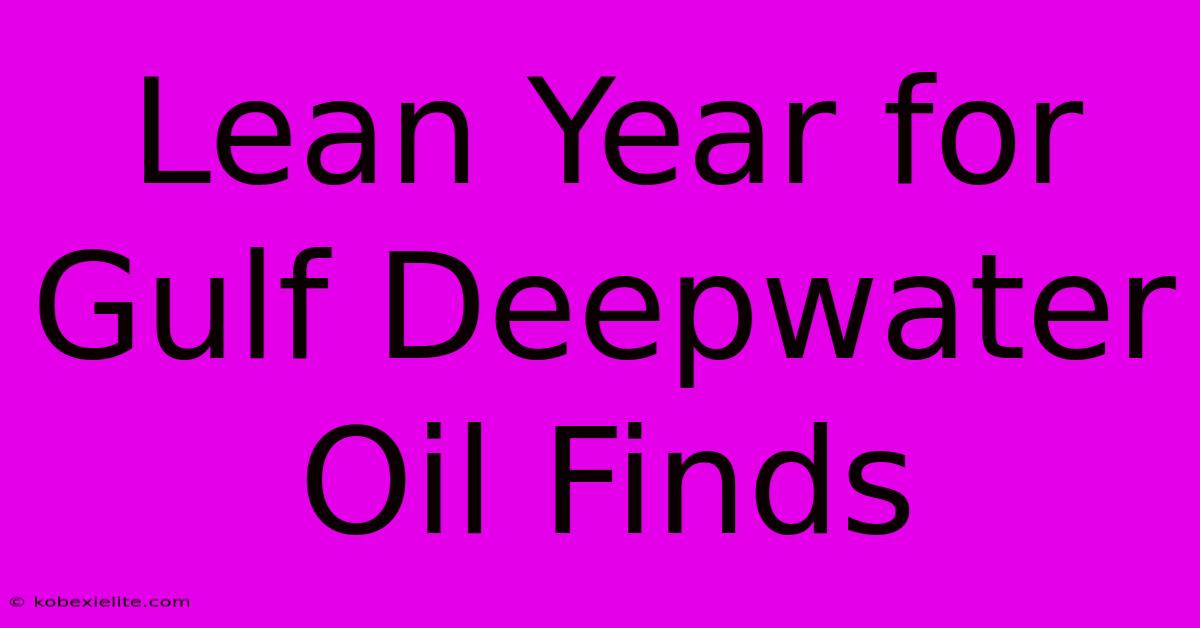 Lean Year For Gulf Deepwater Oil Finds