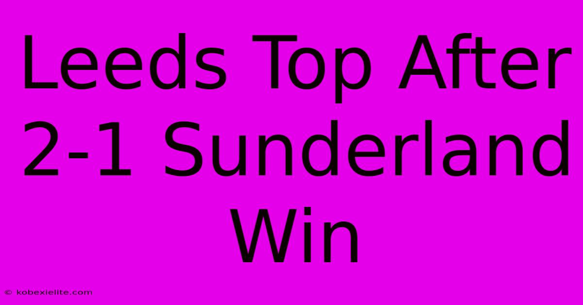 Leeds Top After 2-1 Sunderland Win