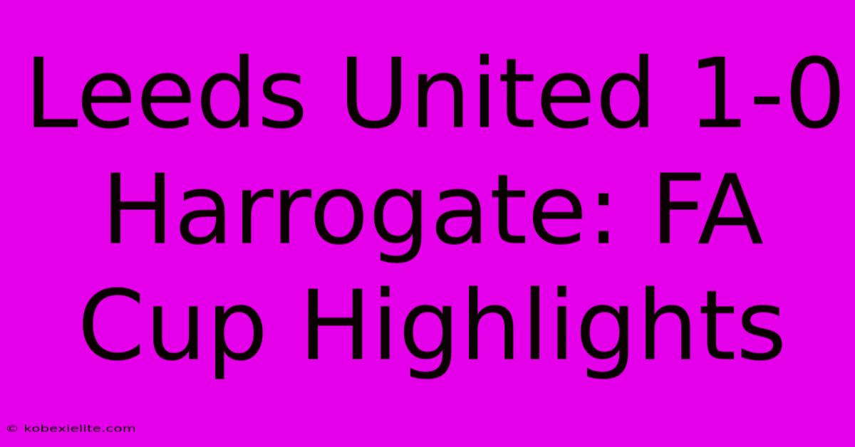 Leeds United 1-0 Harrogate: FA Cup Highlights