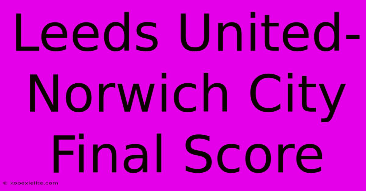 Leeds United-Norwich City Final Score