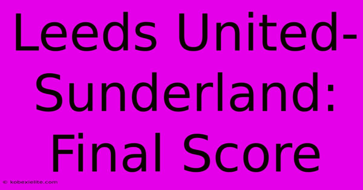 Leeds United-Sunderland: Final Score