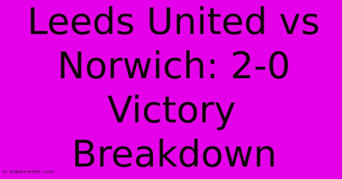 Leeds United Vs Norwich: 2-0 Victory Breakdown