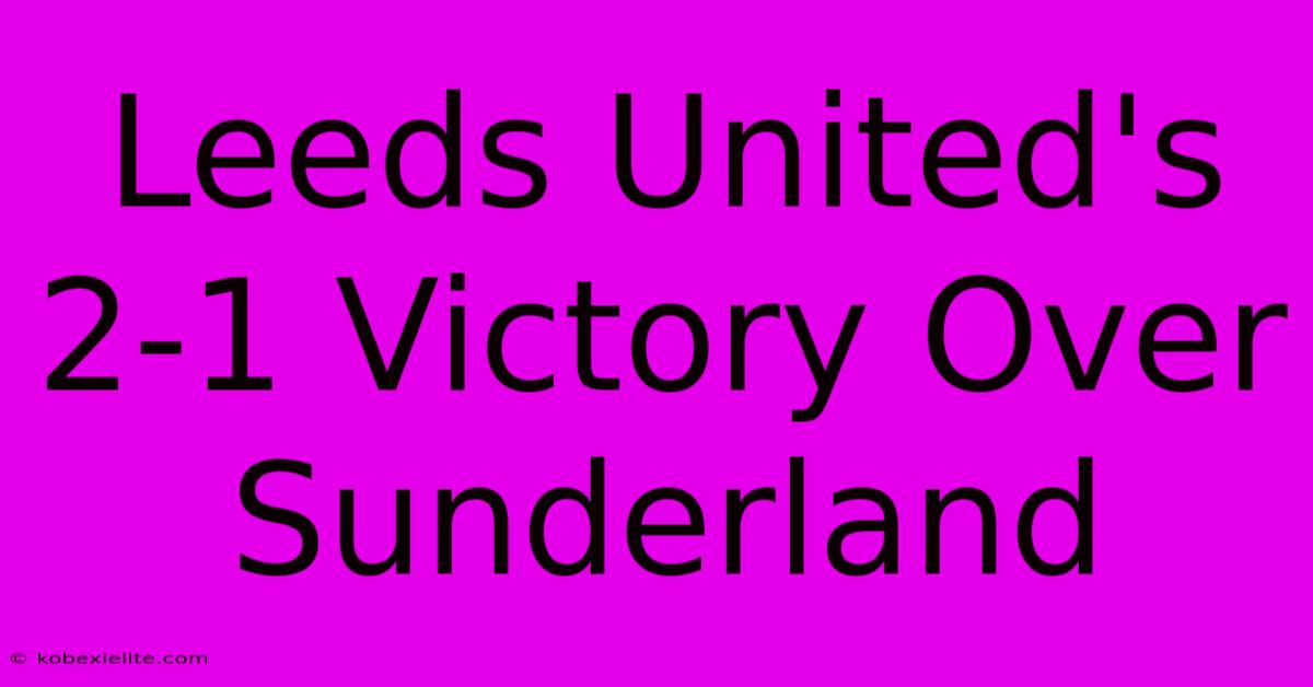 Leeds United's 2-1 Victory Over Sunderland