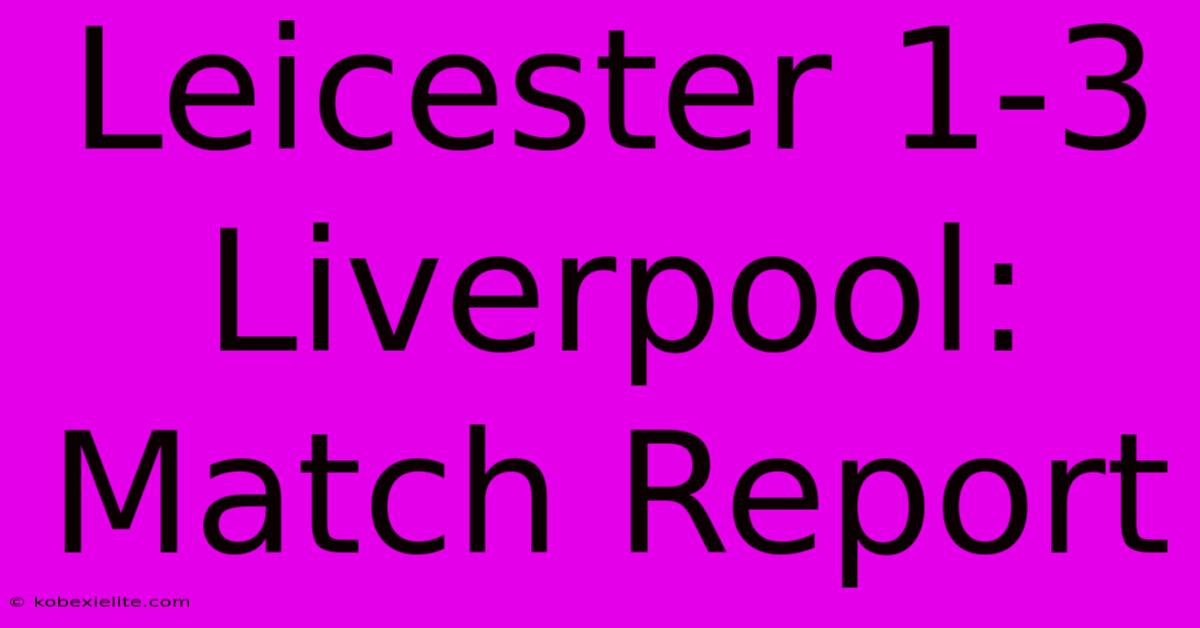 Leicester 1-3 Liverpool: Match Report