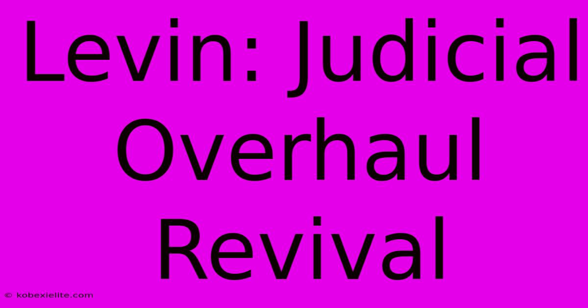 Levin: Judicial Overhaul Revival Levin: Judicial Overhaul Revival