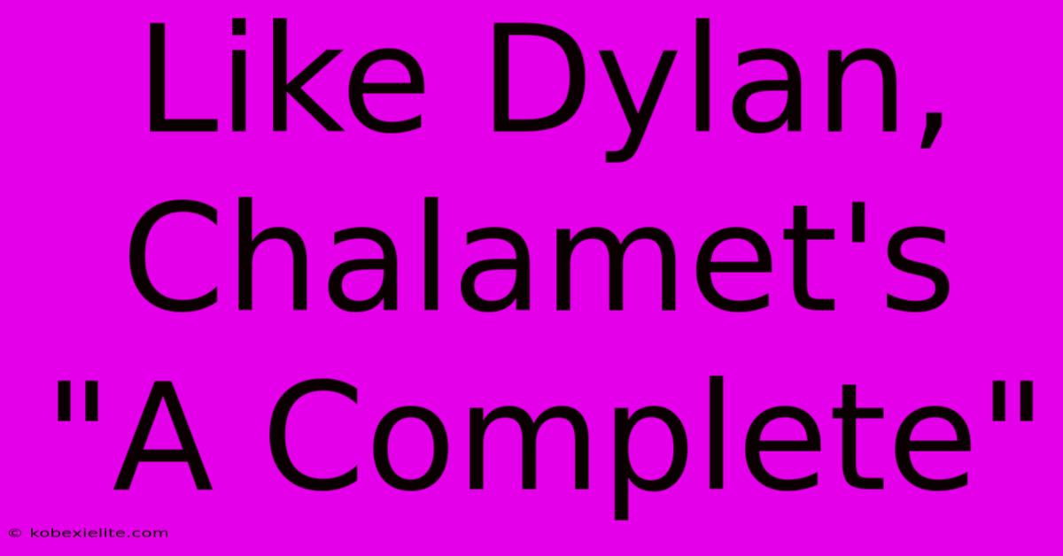 Like Dylan, Chalamet's 