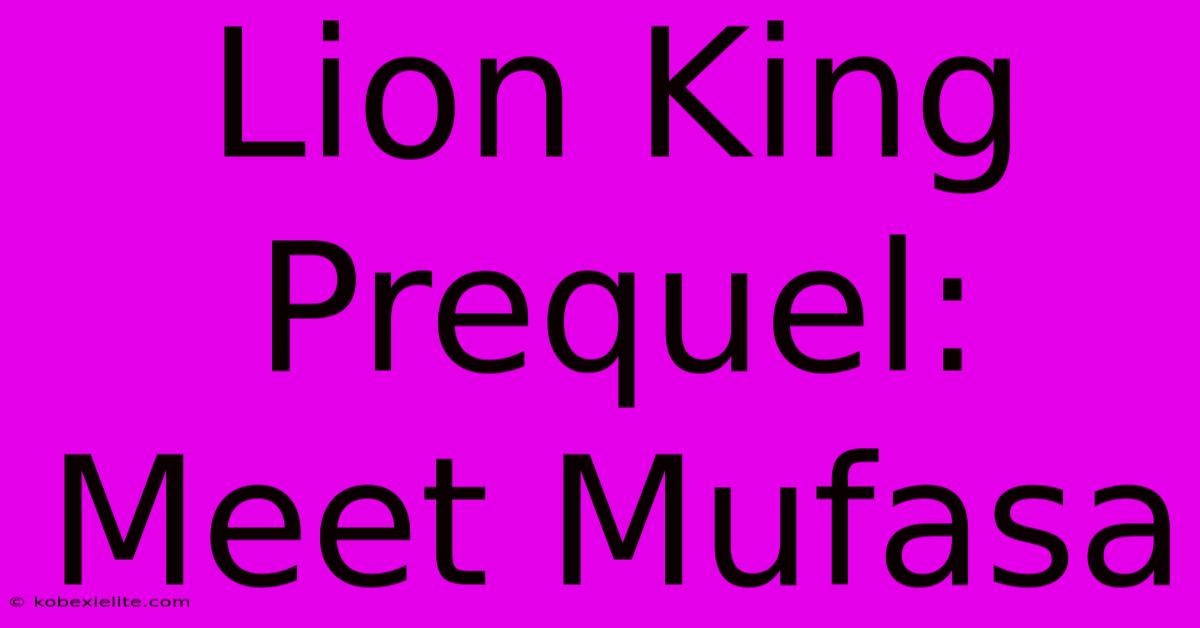 Lion King Prequel: Meet Mufasa