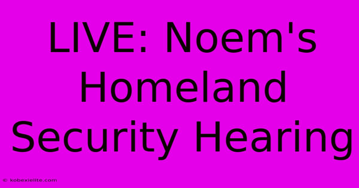 LIVE: Noem's Homeland Security Hearing