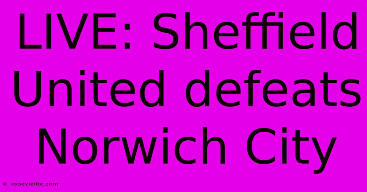 LIVE: Sheffield United Defeats Norwich City