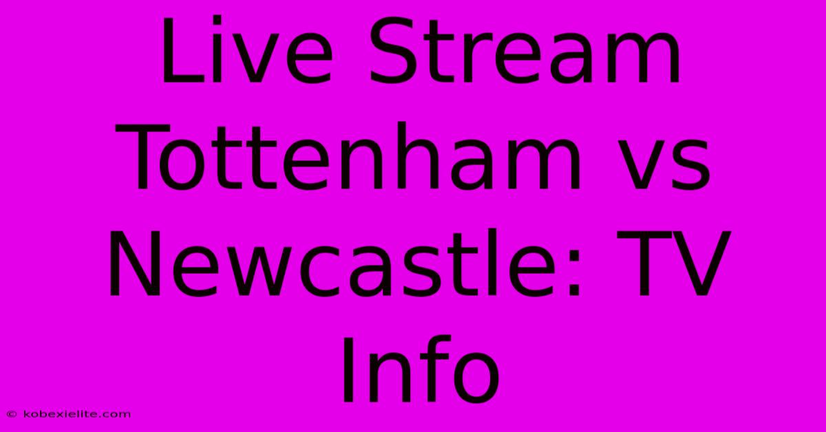 Live Stream Tottenham Vs Newcastle: TV Info