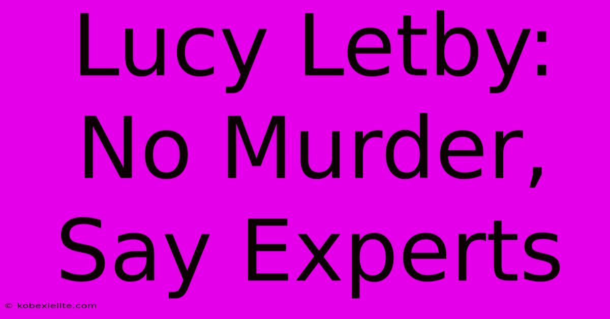 Lucy Letby: No Murder, Say Experts