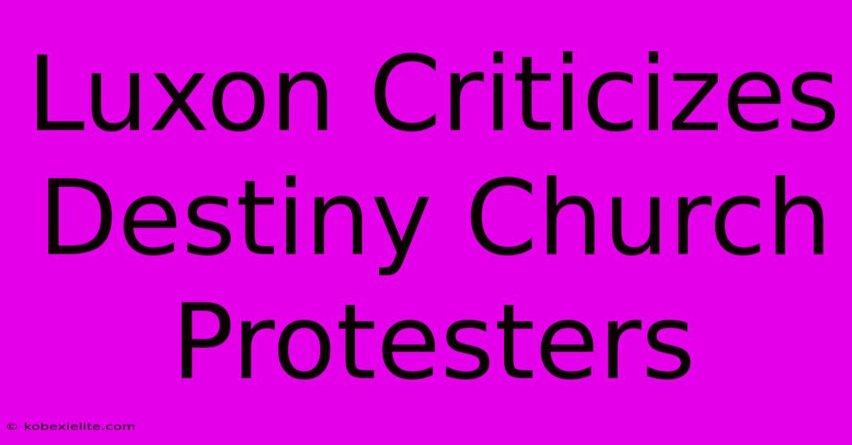 Luxon Criticizes Destiny Church Protesters