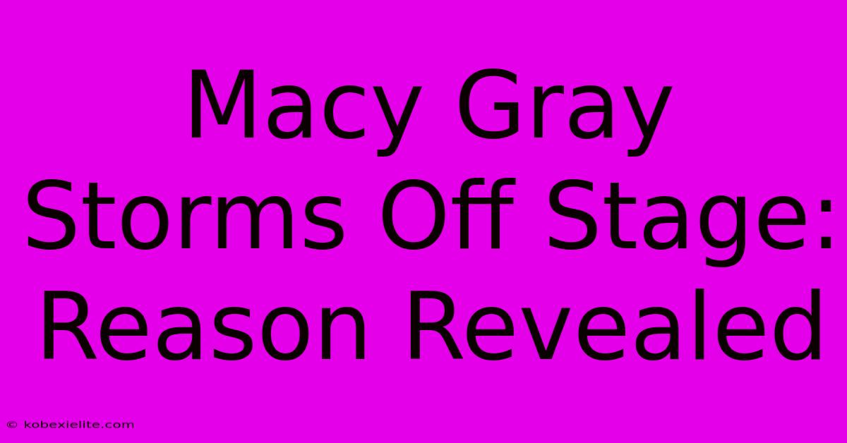 Macy Gray Storms Off Stage: Reason Revealed