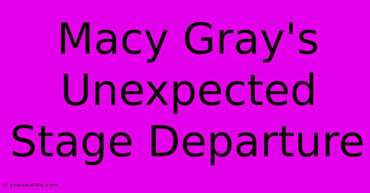 Macy Gray's Unexpected Stage Departure