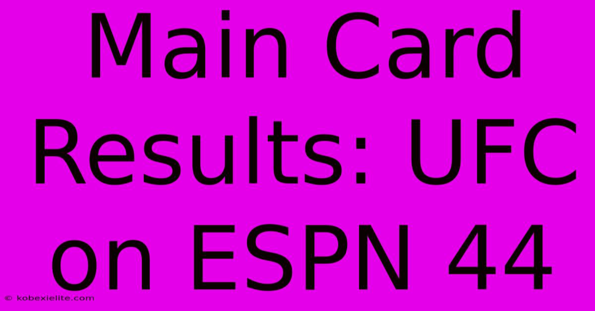 Main Card Results: UFC On ESPN 44 Main Card Results: UFC On ESPN 44
