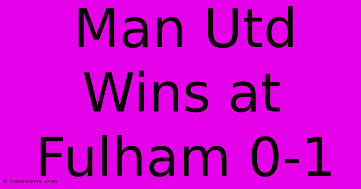 Man Utd Wins At Fulham 0-1