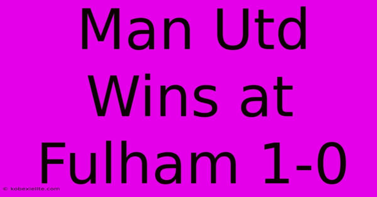 Man Utd Wins At Fulham 1-0