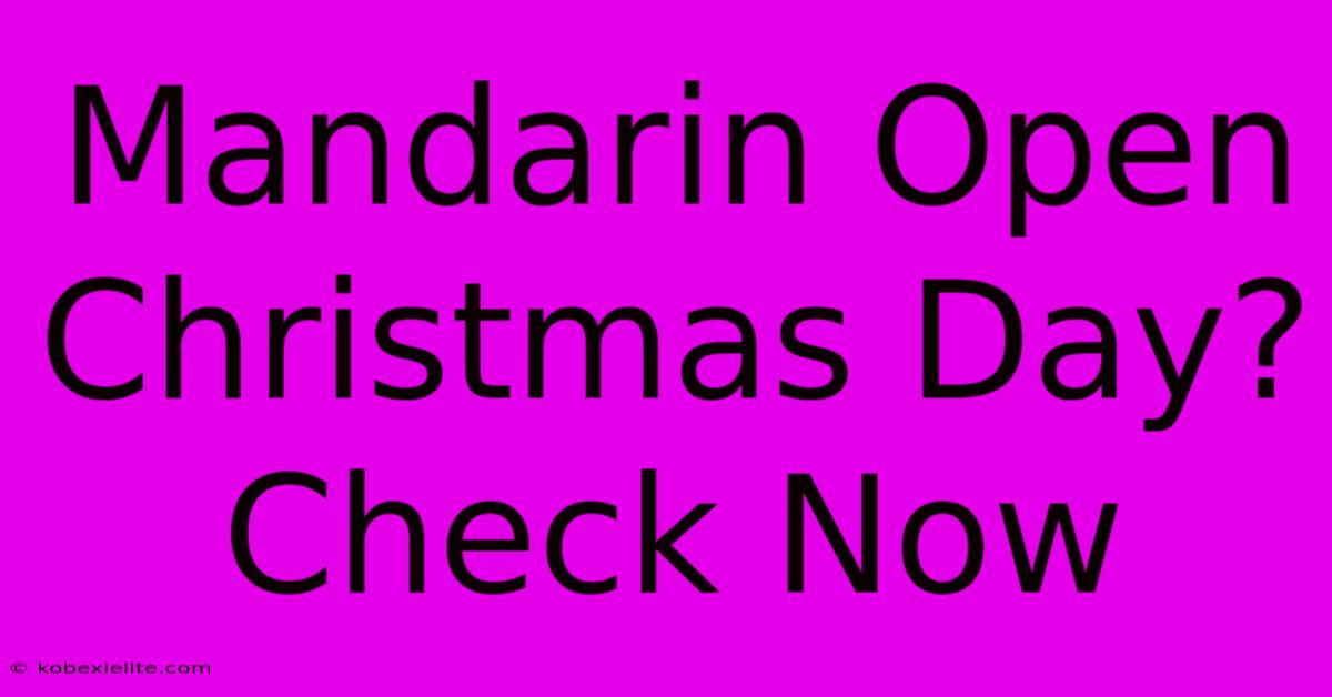 Mandarin Open Christmas Day? Check Now