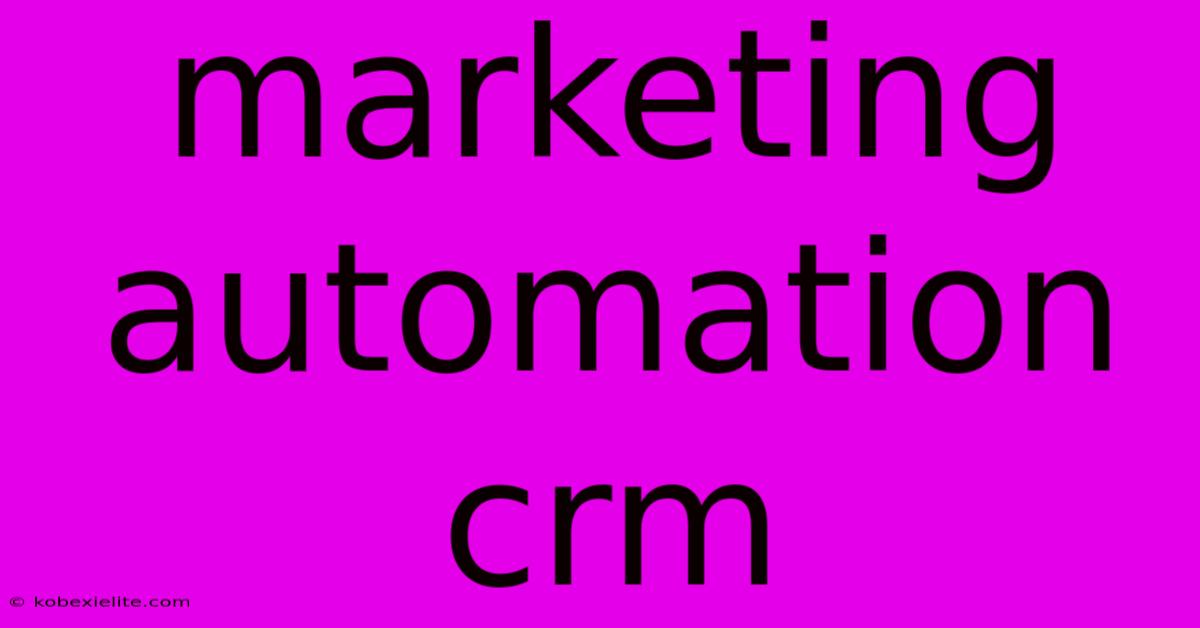 Marketing Automation Crm