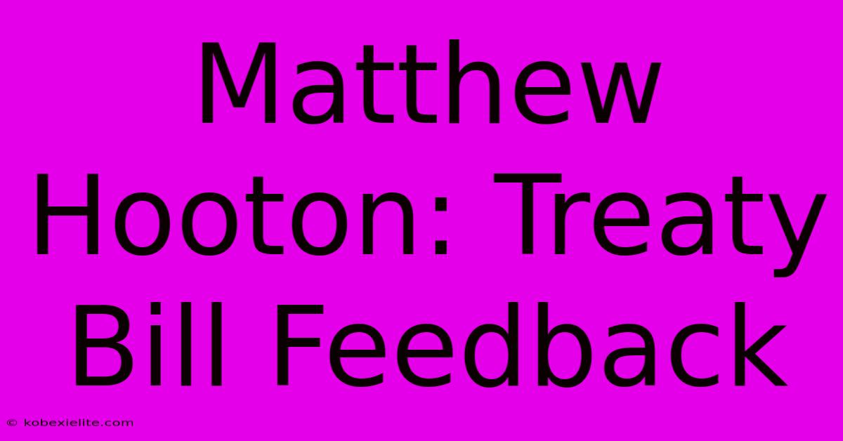 Matthew Hooton: Treaty Bill Feedback