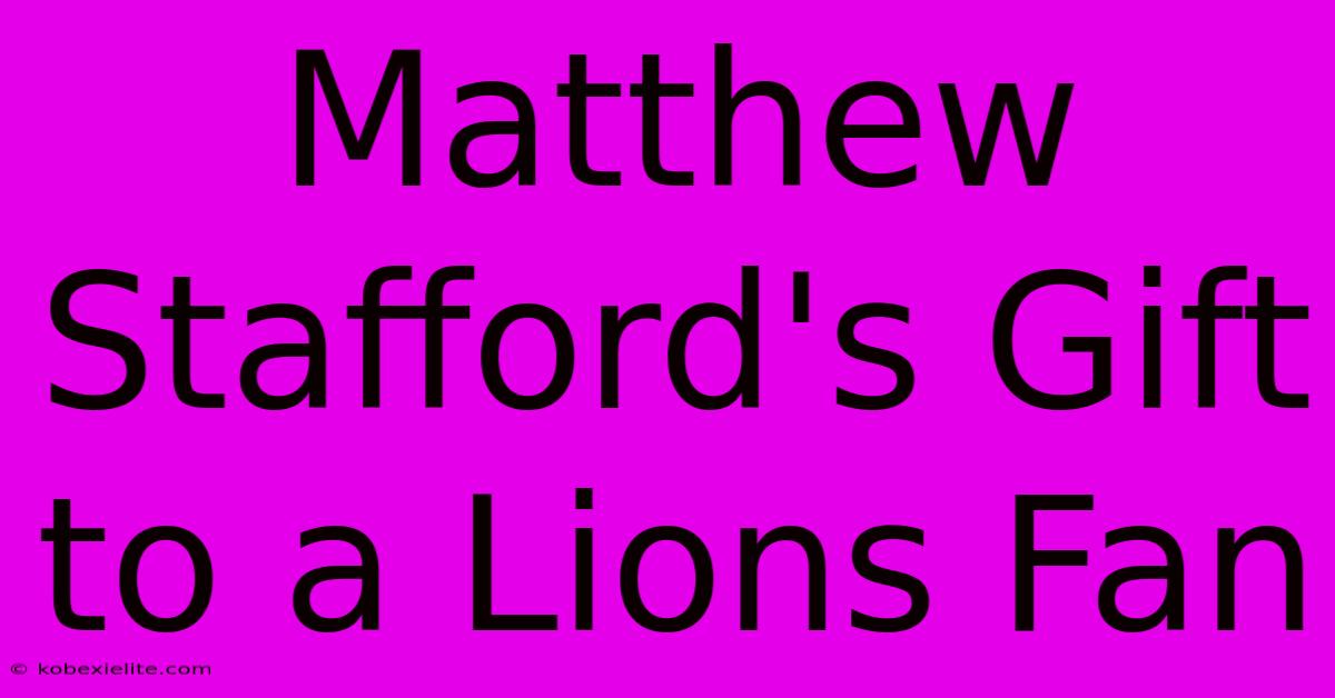 Matthew Stafford's Gift To A Lions Fan