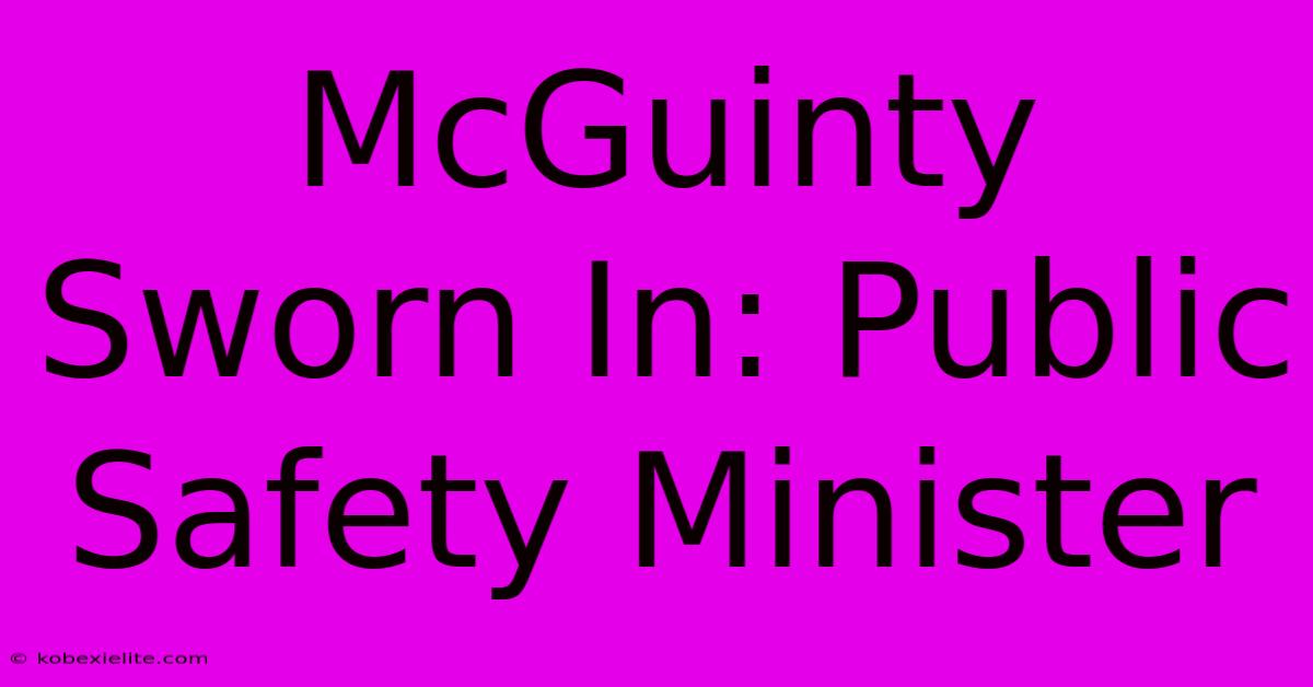 McGuinty Sworn In: Public Safety Minister