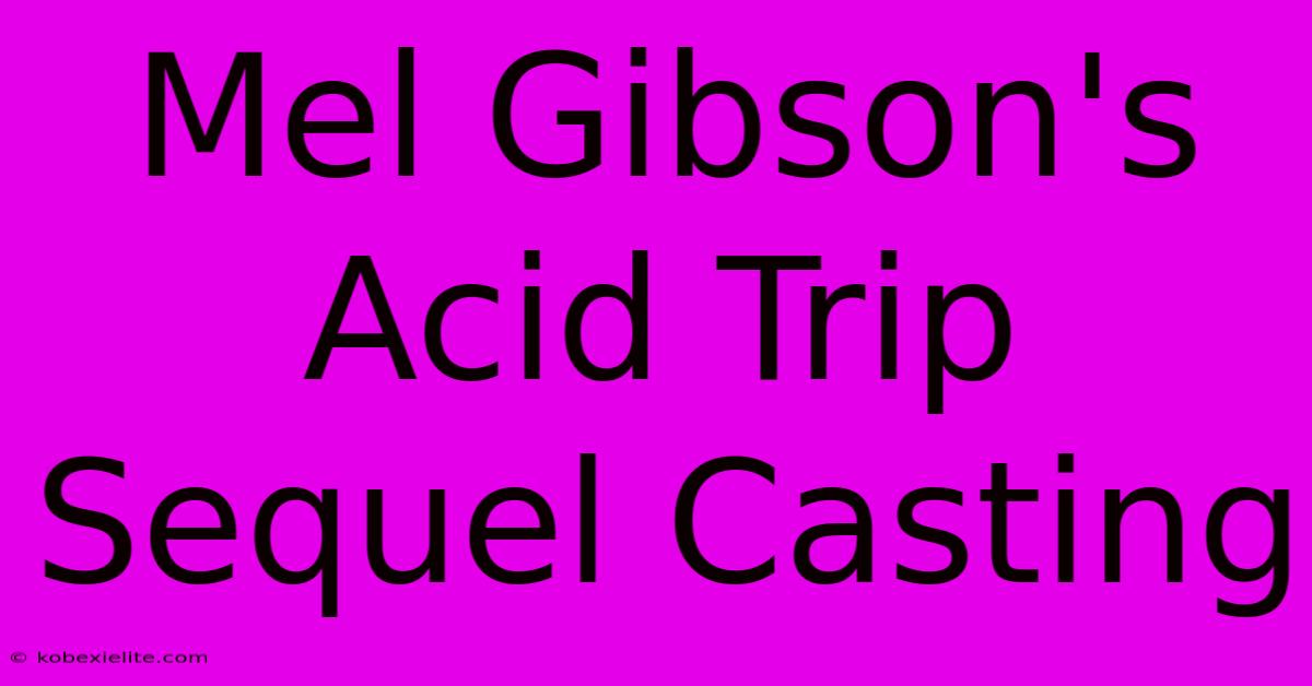 Mel Gibson's Acid Trip Sequel Casting