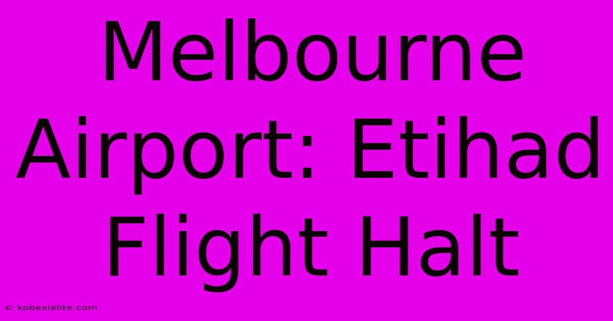 Melbourne Airport: Etihad Flight Halt