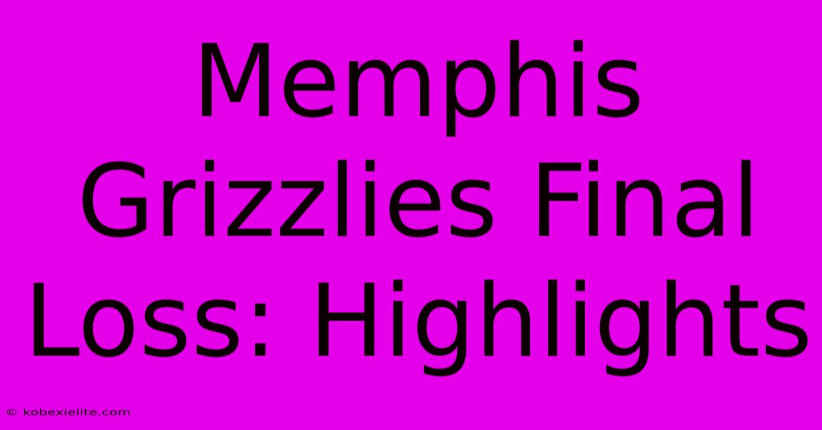 Memphis Grizzlies Final Loss: Highlights