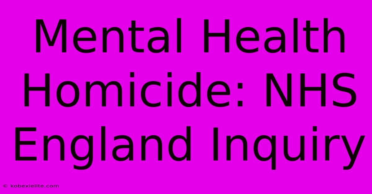 Mental Health Homicide: NHS England Inquiry