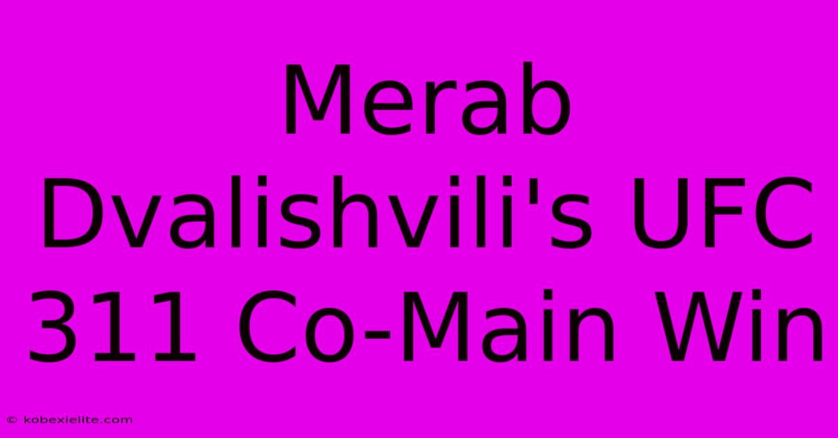 Merab Dvalishvili's UFC 311 Co-Main Win