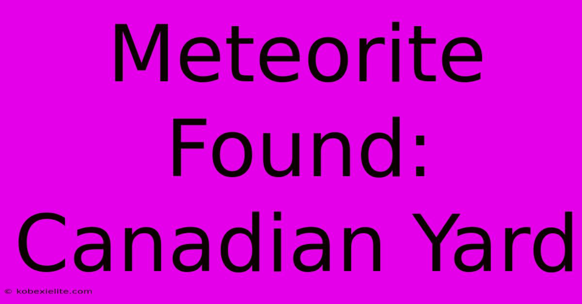 Meteorite Found: Canadian Yard