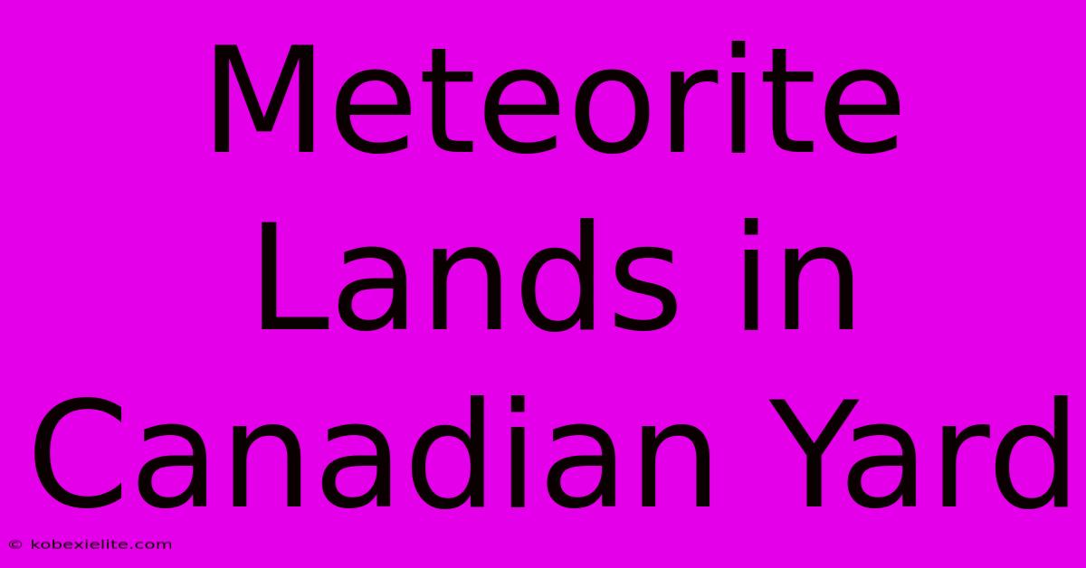 Meteorite Lands In Canadian Yard