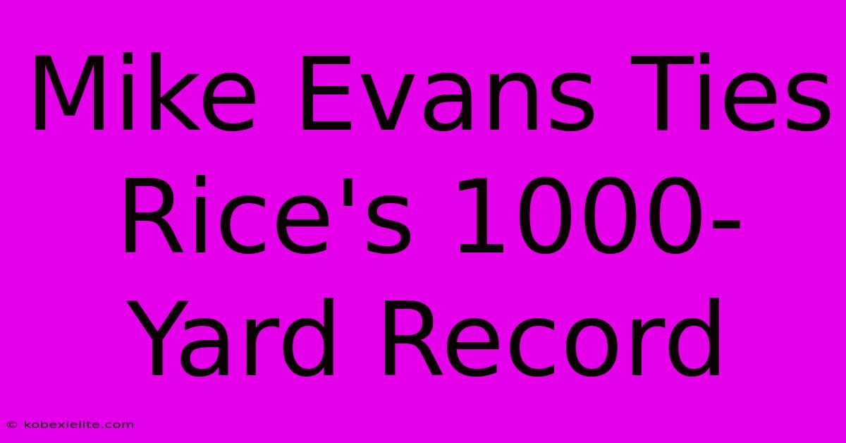 Mike Evans Ties Rice's 1000-Yard Record