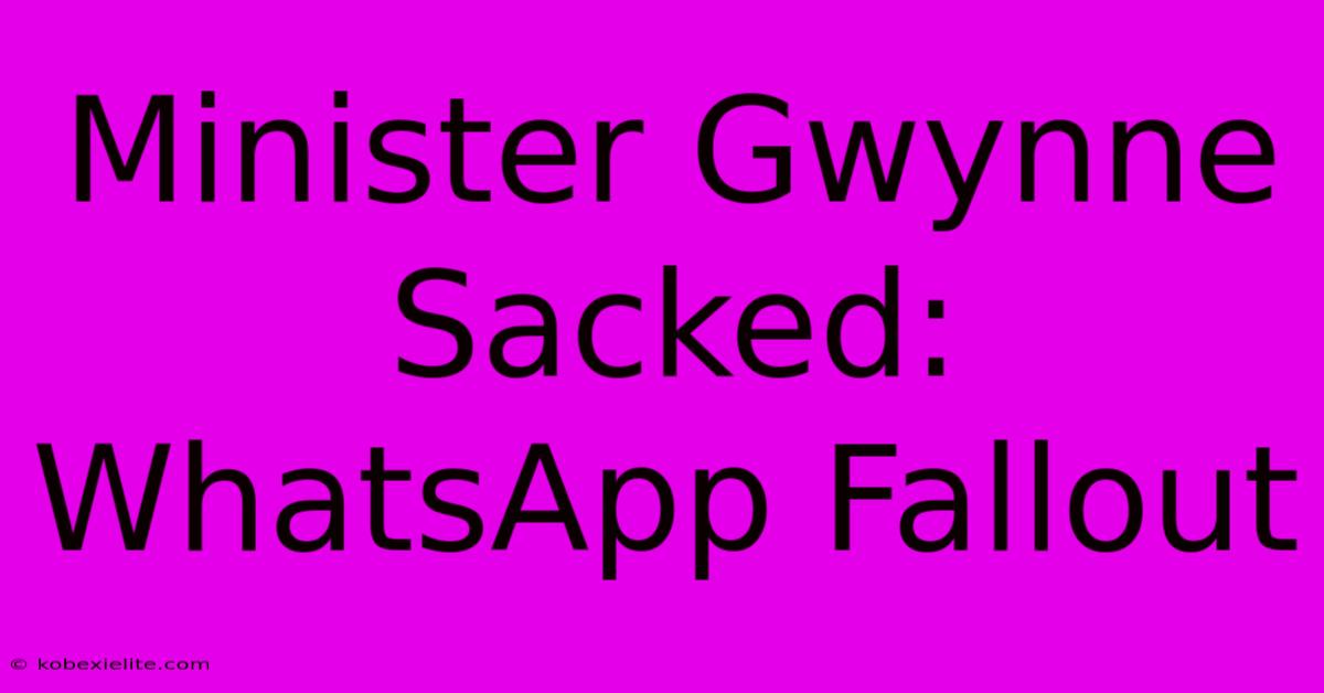 Minister Gwynne Sacked: WhatsApp Fallout