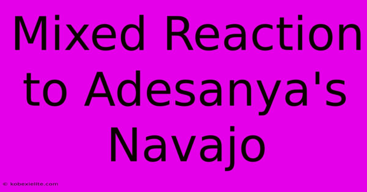 Mixed Reaction To Adesanya's Navajo Mixed Reaction To Adesanya's Navajo