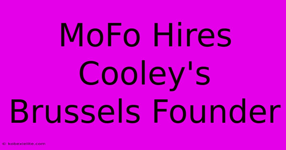 MoFo Hires Cooley's Brussels Founder