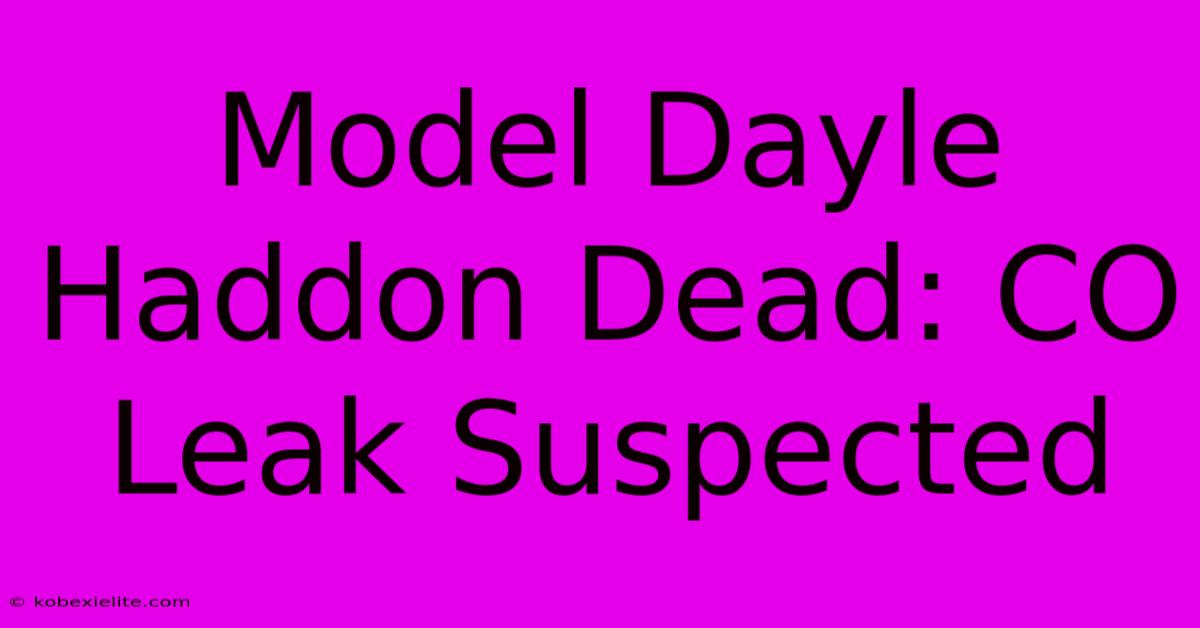 Model Dayle Haddon Dead: CO Leak Suspected